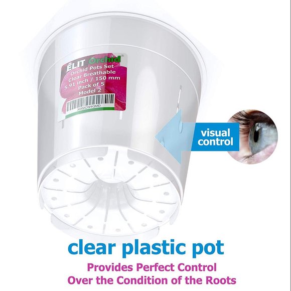 Orchid Pots with Holes - Breathable Clear Plastic - Picture 5 of 6